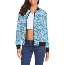 Load image into Gallery viewer, Blue Floral Amour All Over Print Bomber Jacket for Women (Model H19) All Over Print Bomber Jacket for Women (H19) e-joyer 
