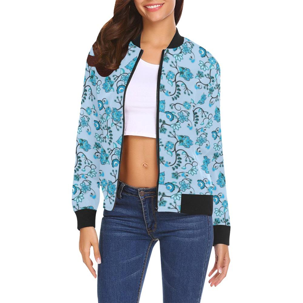 Blue Floral Amour All Over Print Bomber Jacket for Women (Model H19) All Over Print Bomber Jacket for Women (H19) e-joyer 