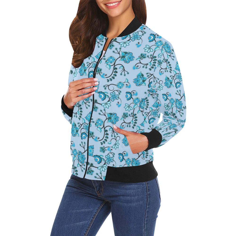 Blue Floral Amour All Over Print Bomber Jacket for Women (Model H19) All Over Print Bomber Jacket for Women (H19) e-joyer 