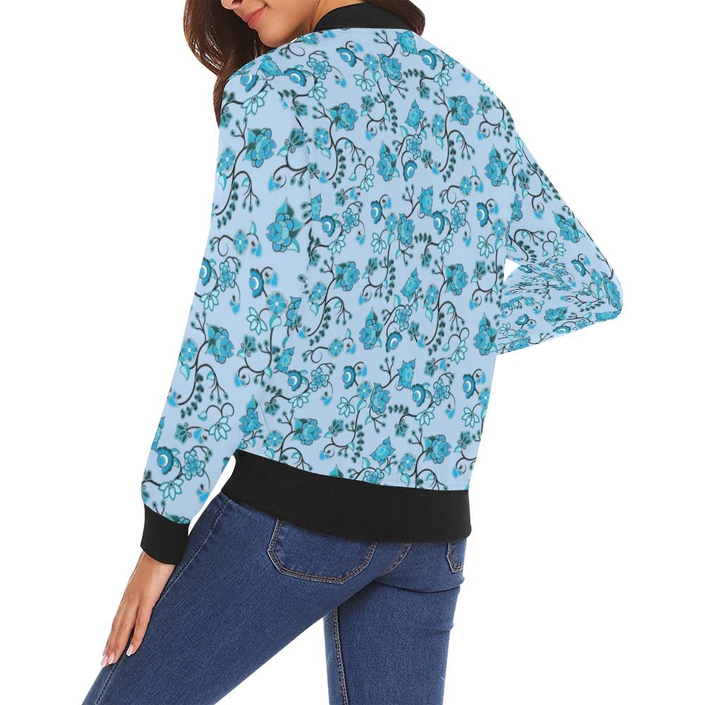 Blue Floral Amour All Over Print Bomber Jacket for Women (Model H19) All Over Print Bomber Jacket for Women (H19) e-joyer 