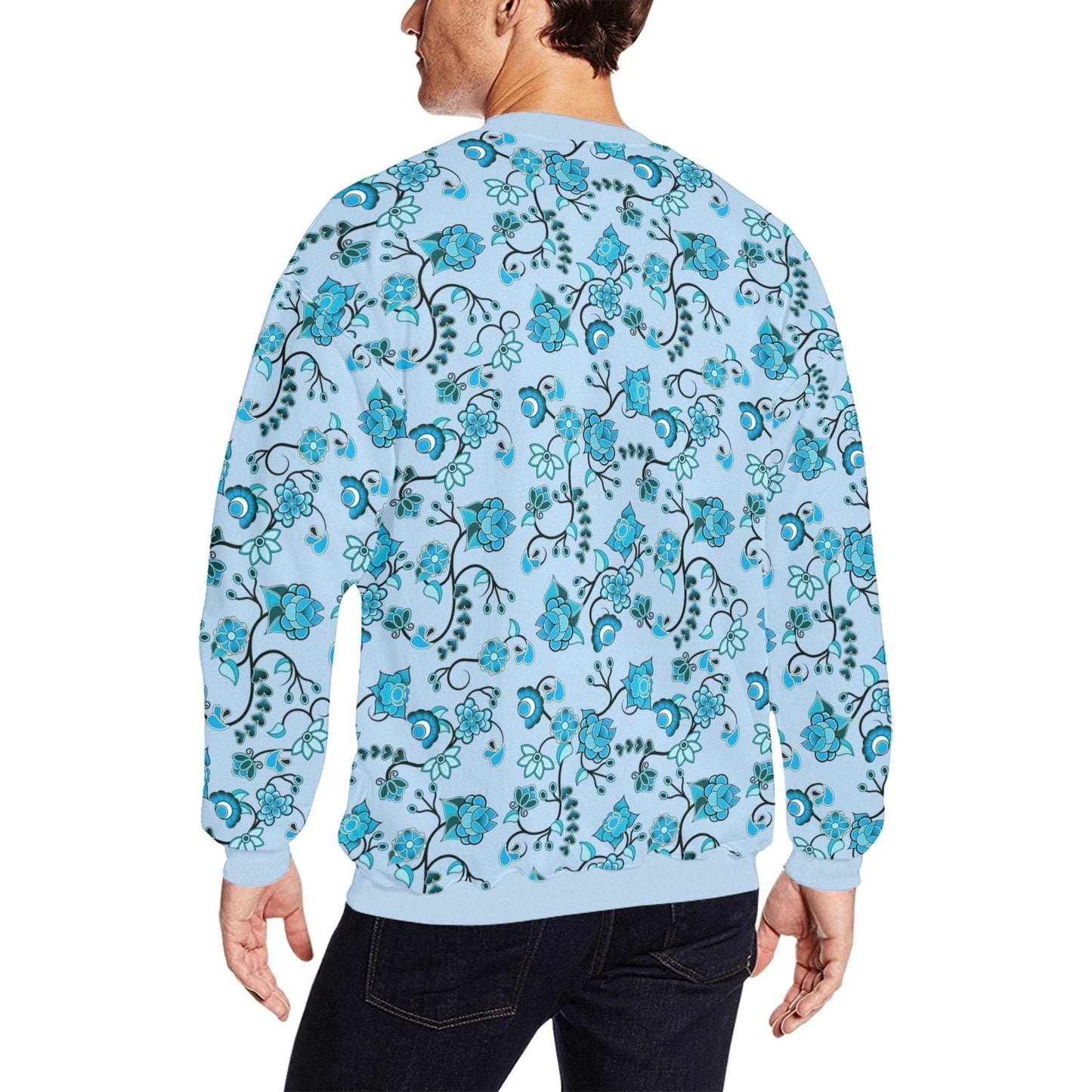 Blue Floral Amour All Over Print Crewneck Sweatshirt for Men (Model H18) shirt e-joyer 