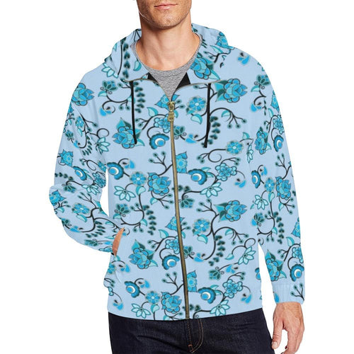 Blue Floral Amour All Over Print Full Zip Hoodie for Men (Model H14) All Over Print Full Zip Hoodie for Men (H14) e-joyer 