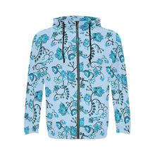 Load image into Gallery viewer, Blue Floral Amour All Over Print Full Zip Hoodie for Men (Model H14) All Over Print Full Zip Hoodie for Men (H14) e-joyer 
