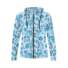 Load image into Gallery viewer, Blue Floral Amour All Over Print Full Zip Hoodie for Women (Model H14) All Over Print Full Zip Hoodie for Women (H14) e-joyer 
