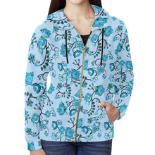 Load image into Gallery viewer, Blue Floral Amour All Over Print Full Zip Hoodie for Women (Model H14) All Over Print Full Zip Hoodie for Women (H14) e-joyer 
