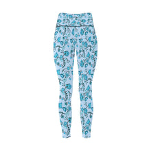 Load image into Gallery viewer, Blue Floral Amour All Over Print High-Waisted Leggings (Model L36) High-Waisted Leggings (L36) e-joyer 
