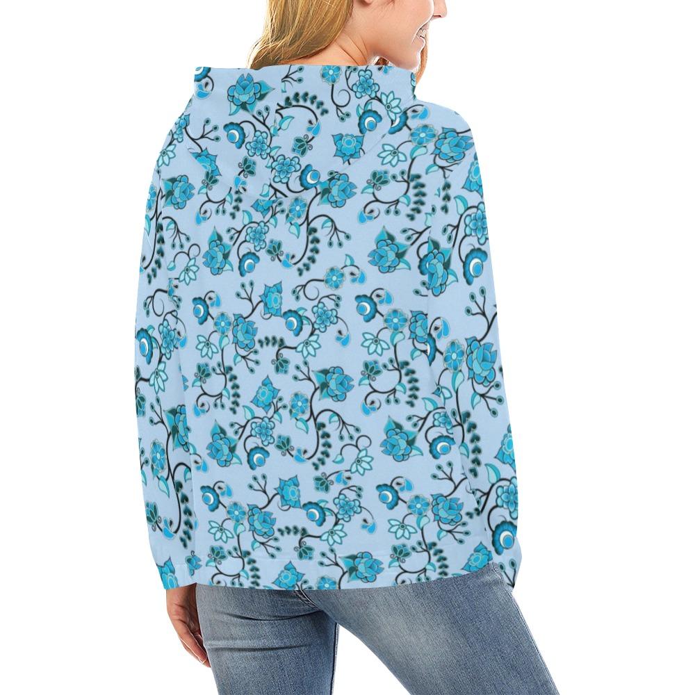 Blue Floral Amour All Over Print Hoodie for Women (USA Size) (Model H13) All Over Print Hoodie for Women (H13) e-joyer 