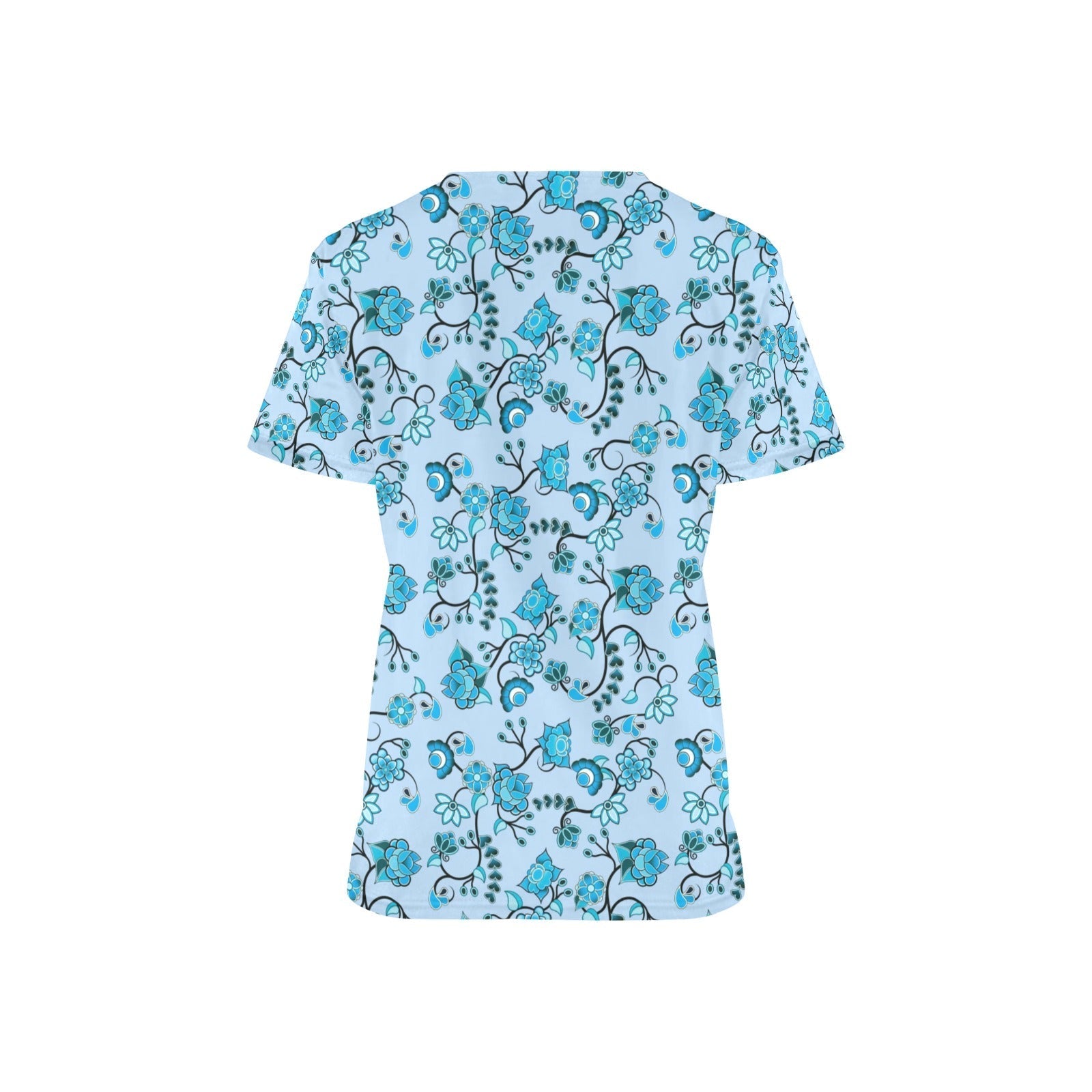 Blue Floral Amour All Over Print Scrub Top Scrub Top e-joyer 