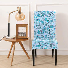 Load image into Gallery viewer, Blue Floral Amour Chair Cover (Pack of 4) Chair Cover (Pack of 4) e-joyer 
