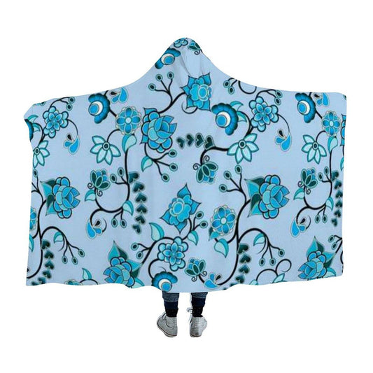 Blue Floral Amour Hooded Blanket blanket 49 Dzine 