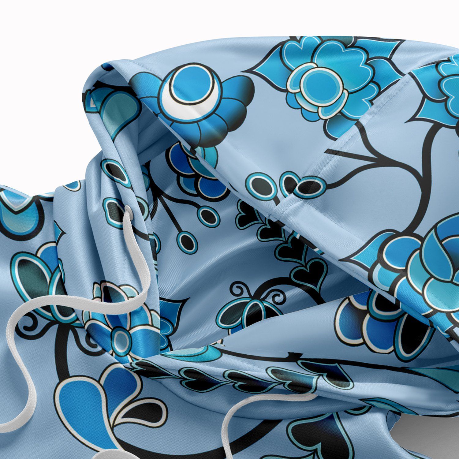 Blue Floral Amour Hoodie with Face Cover 49 Dzine 
