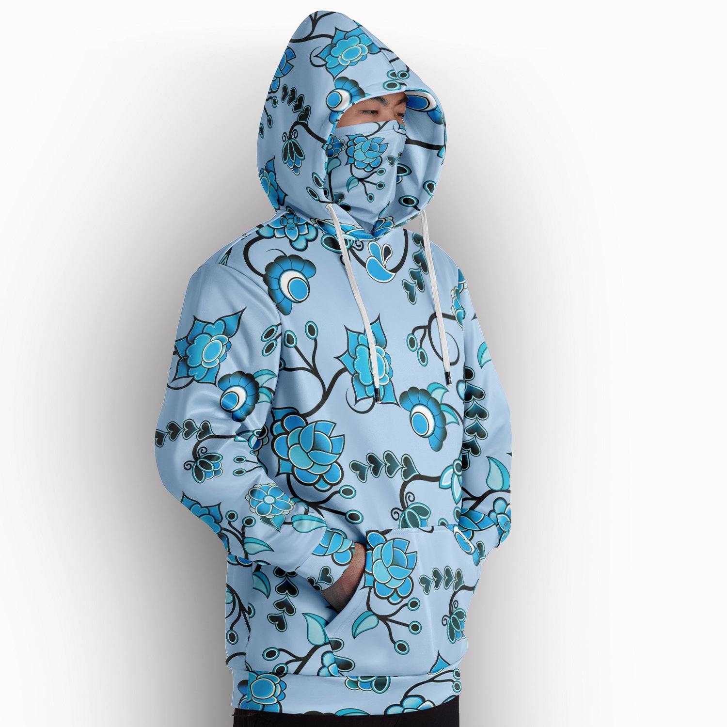Blue Floral Amour Hoodie with Face Cover 49 Dzine 