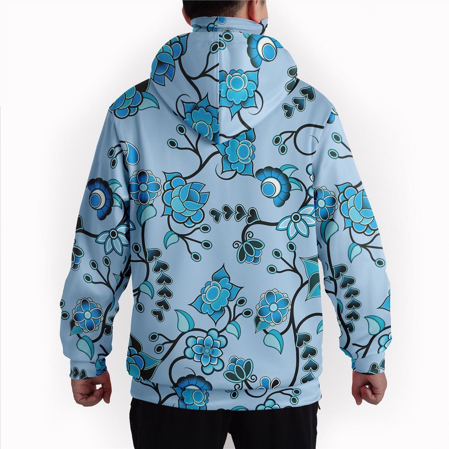 Blue Floral Amour Hoodie with Face Cover 49 Dzine 