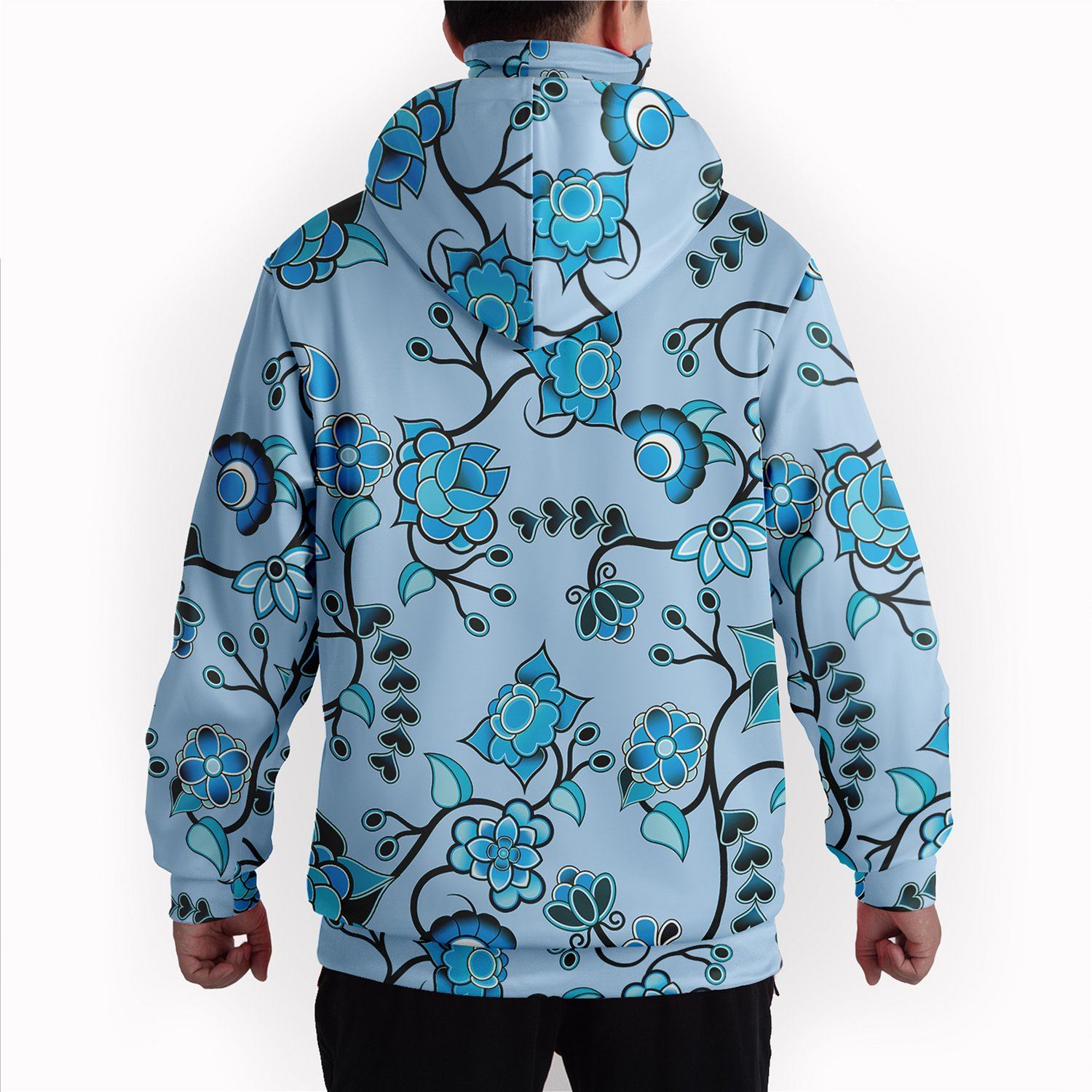 Blue Floral Amour Hoodie with Face Cover 49 Dzine 