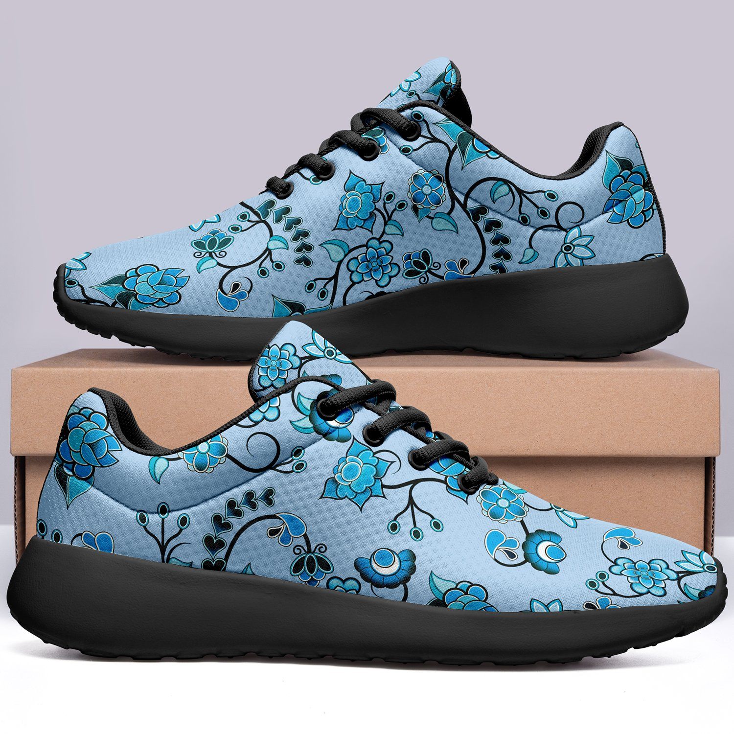 Blue Floral Amour Ikkaayi Sport Sneakers ikkaayi Herman 