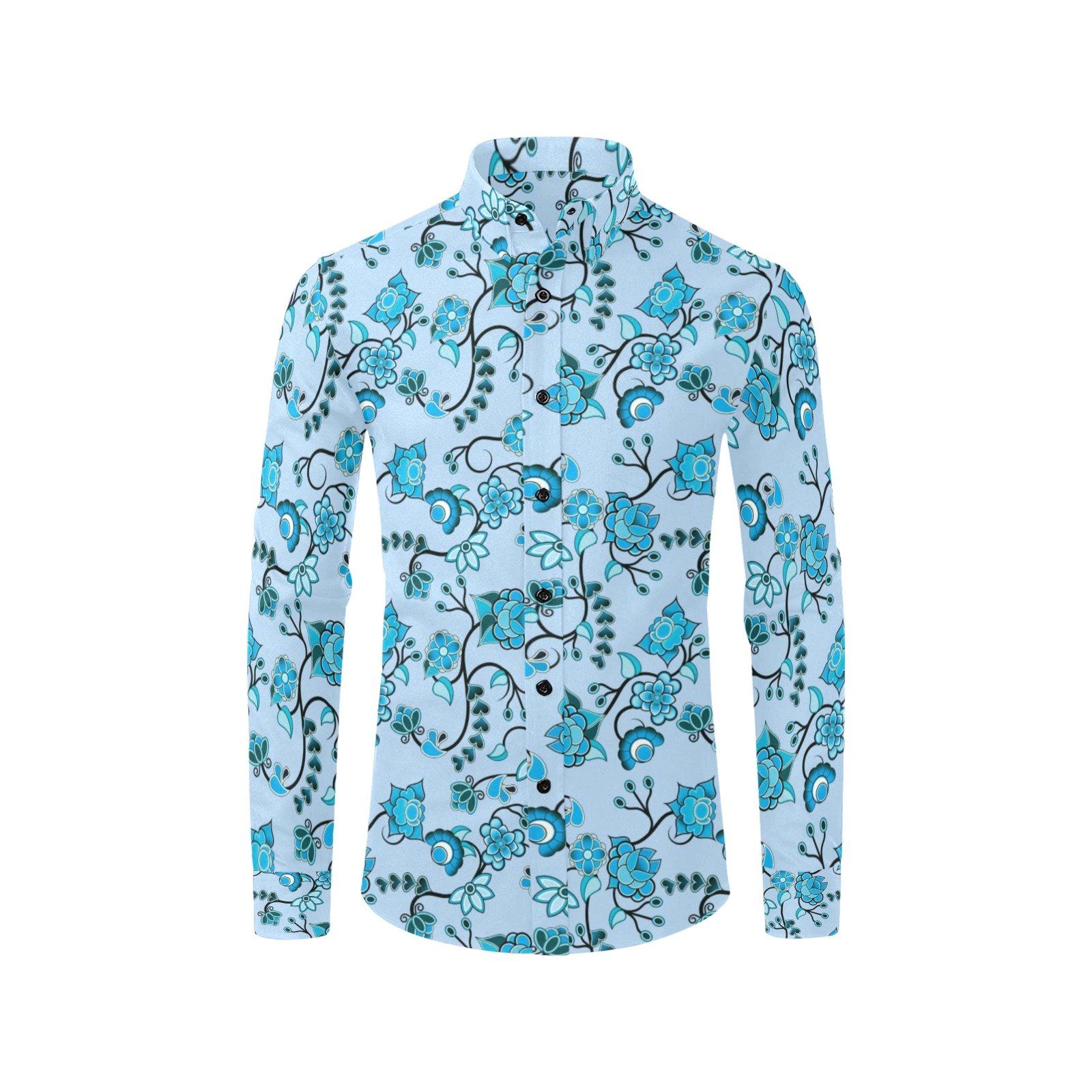 Blue Floral Amour Men's All Over Print Casual Dress Shirt (Model T61) Men's Dress Shirt (T61) e-joyer 