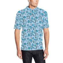 Load image into Gallery viewer, Blue Floral Amour Men&#39;s All Over Print Polo Shirt (Model T55) Men&#39;s Polo Shirt (Model T55) e-joyer 
