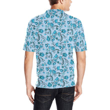 Load image into Gallery viewer, Blue Floral Amour Men&#39;s All Over Print Polo Shirt (Model T55) Men&#39;s Polo Shirt (Model T55) e-joyer 
