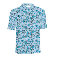 Load image into Gallery viewer, Blue Floral Amour Men&#39;s All Over Print Polo Shirt (Model T55) Men&#39;s Polo Shirt (Model T55) e-joyer 
