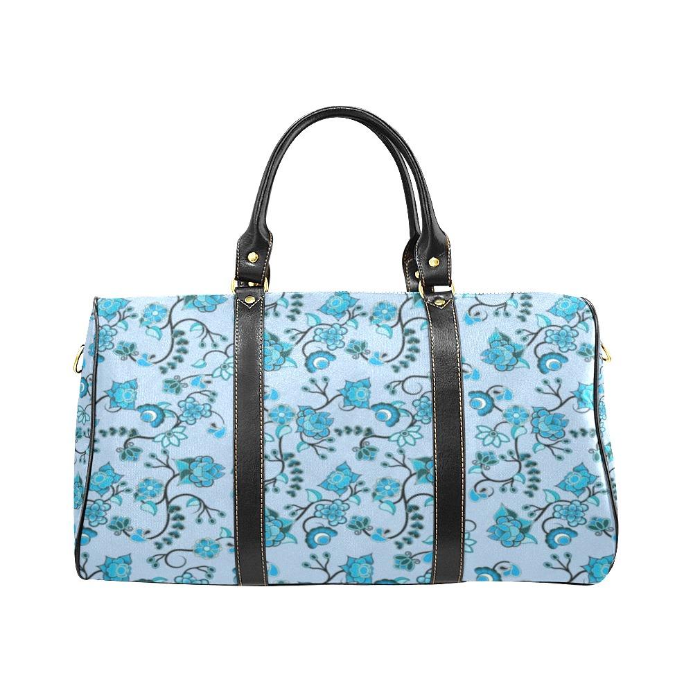 Blue Floral Amour New Waterproof Travel Bag/Large (Model 1639) Waterproof Travel Bags (1639) e-joyer 