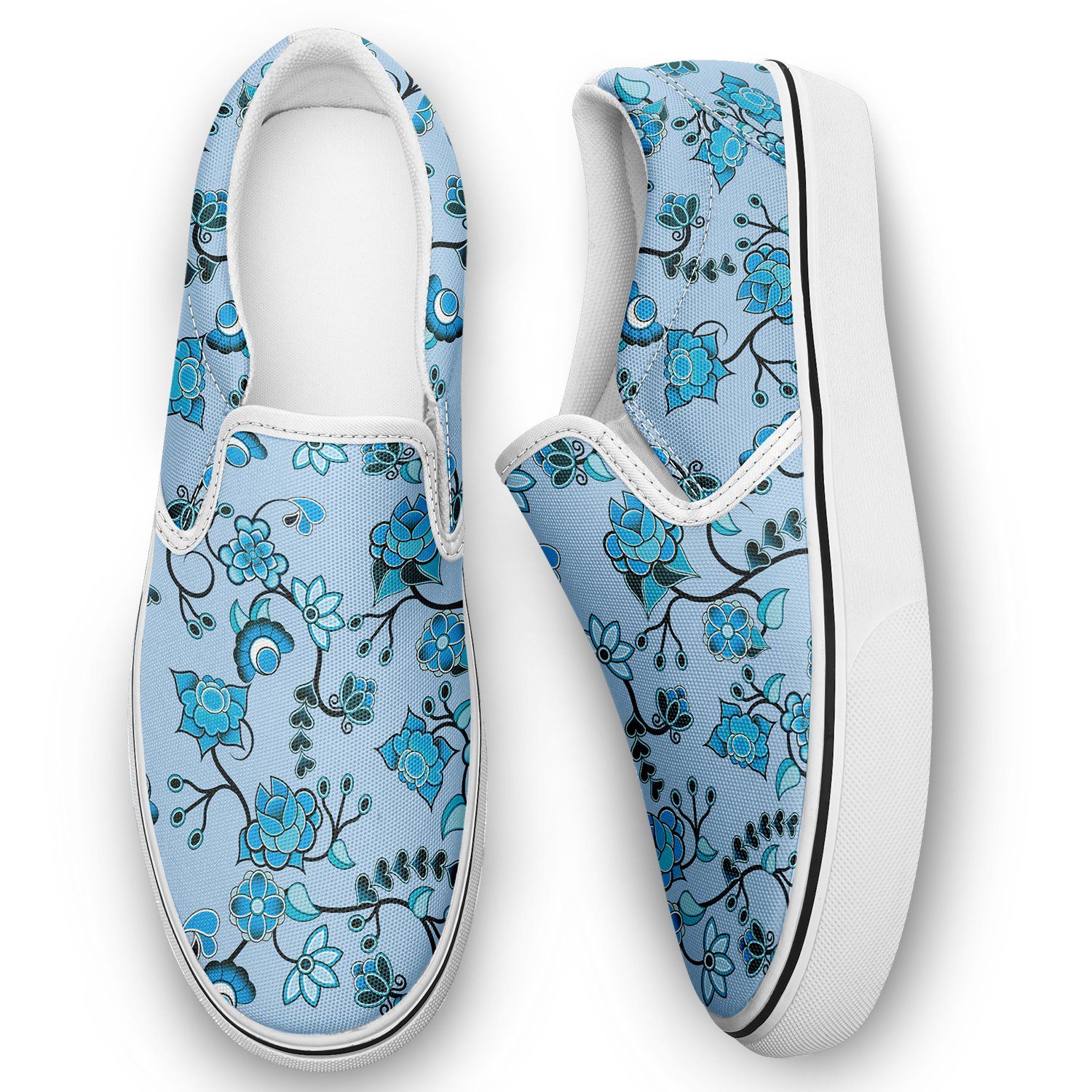 Blue Floral Amour Otoyimm Canvas Slip On Shoes otoyimm Herman 