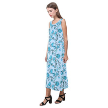 Load image into Gallery viewer, Blue Floral Amour Phaedra Sleeveless Open Fork Long Dress (Model D08) Phaedra Sleeveless Open Fork Long Dress (D08) e-joyer 
