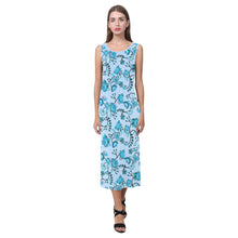 Load image into Gallery viewer, Blue Floral Amour Phaedra Sleeveless Open Fork Long Dress (Model D08) Phaedra Sleeveless Open Fork Long Dress (D08) e-joyer 

