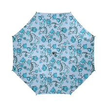 Load image into Gallery viewer, Blue Floral Amour Semi-Automatic Foldable Umbrella (Model U05) Semi-Automatic Foldable Umbrella e-joyer 
