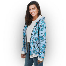 Load image into Gallery viewer, Blue Floral Amour Sherpa Hoodie hoodie Herman 
