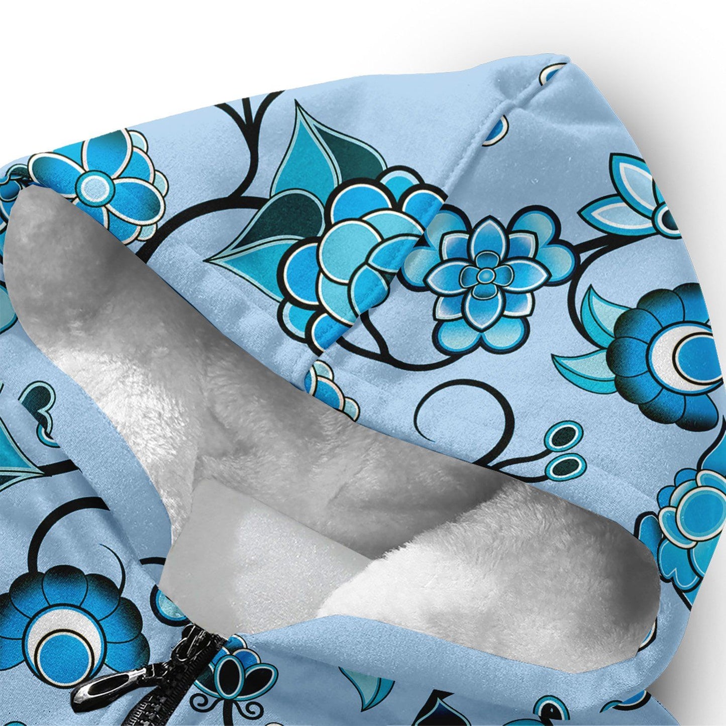 Blue Floral Amour Sherpa Hoodie hoodie Herman 