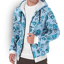 Load image into Gallery viewer, Blue Floral Amour Sherpa Hoodie hoodie Herman 
