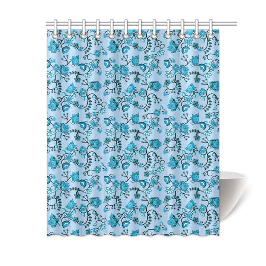 Blue Floral Amour Shower Curtain 60"x72" Shower Curtain 60"x72" e-joyer 