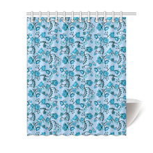 Load image into Gallery viewer, Blue Floral Amour Shower Curtain 60&quot;x72&quot; Shower Curtain 60&quot;x72&quot; e-joyer 
