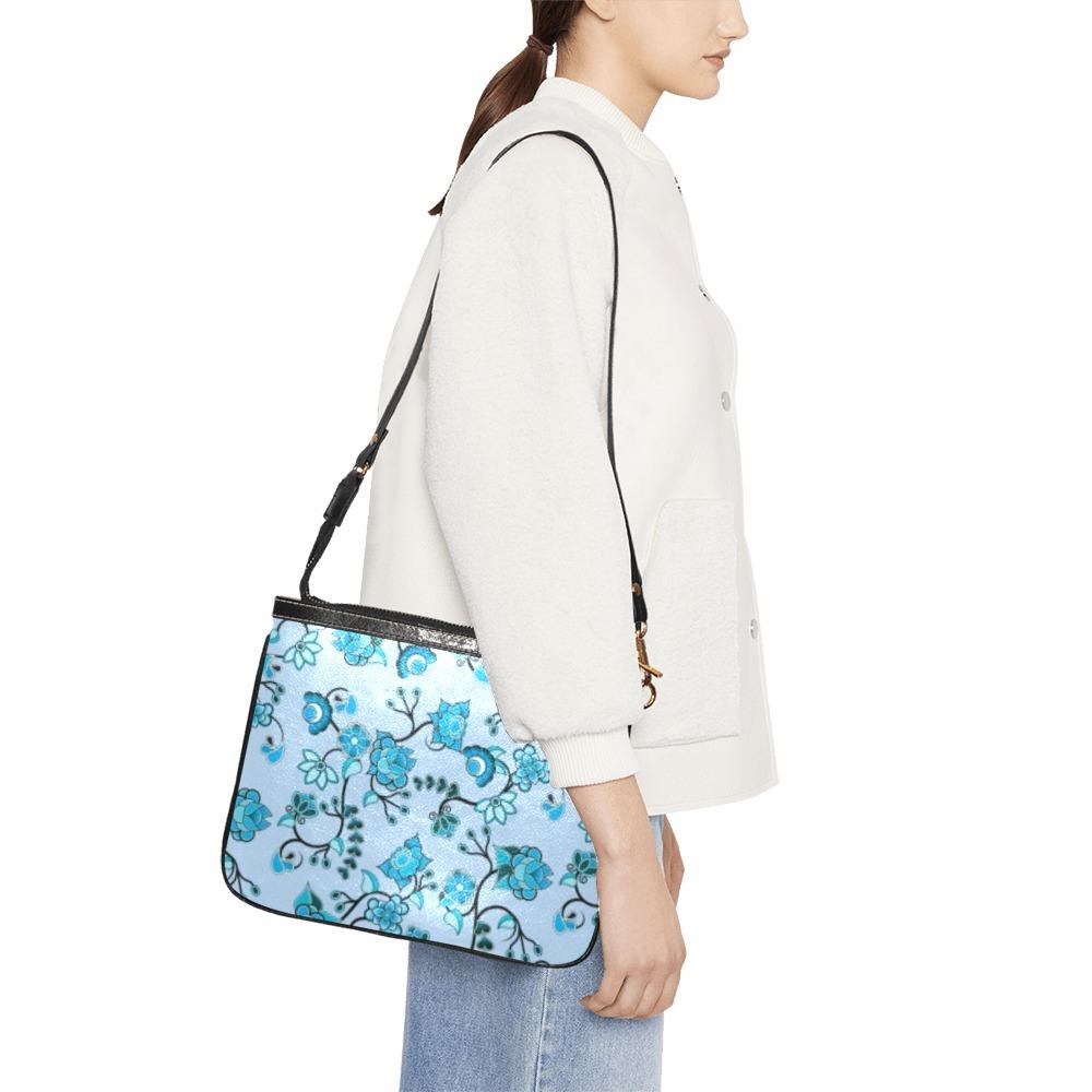 Blue Floral Amour Small Shoulder Bag (Model 1710) Small Shoulder Bag (1710) e-joyer 