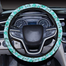 Load image into Gallery viewer, Blue Floral Amour Steering Wheel Cover with Elastic Edge Steering Wheel Cover with Elastic Edge e-joyer 
