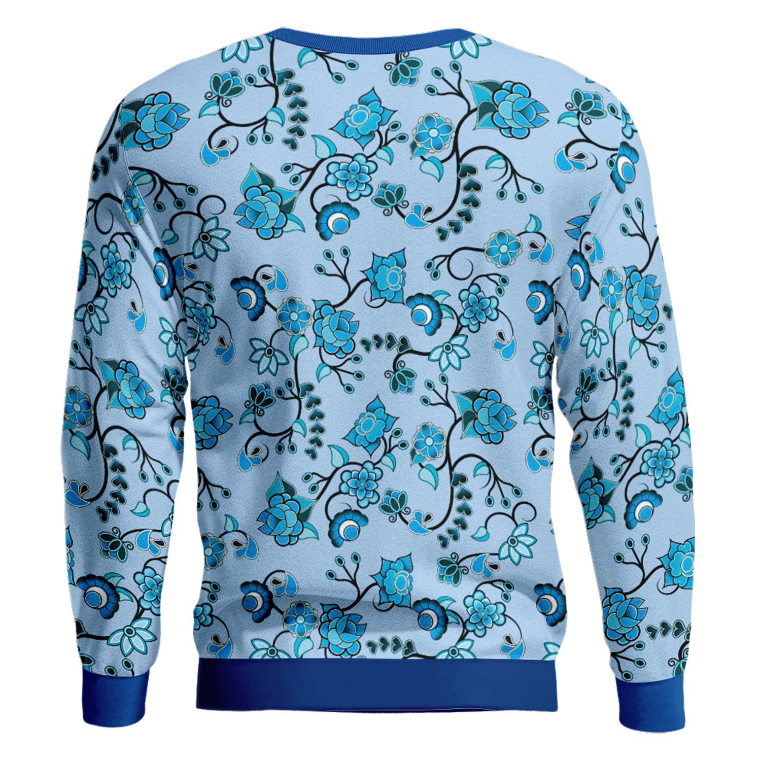 Blue Floral Amour Unisex Crewneck Long Sleeve Top 49 Dzine 