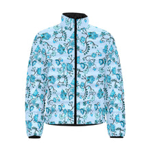 Load image into Gallery viewer, Blue Floral Amour Unisex Stand Collar Padded Jacket Men&#39;s Stand Collar Padded Jacket (H41) e-joyer 
