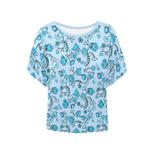 Load image into Gallery viewer, Blue Floral Amour Women&#39;s Batwing-Sleeved Blouse T shirt (Model T44) Women&#39;s Batwing-Sleeved Blouse T shirt (T44) e-joyer 
