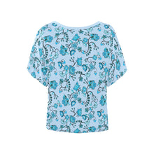 Load image into Gallery viewer, Blue Floral Amour Women&#39;s Batwing-Sleeved Blouse T shirt (Model T44) Women&#39;s Batwing-Sleeved Blouse T shirt (T44) e-joyer 
