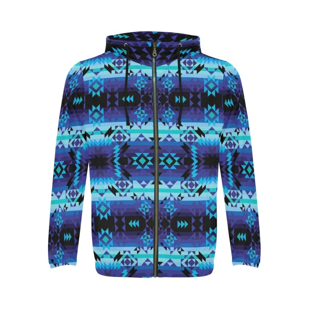 Blue Star All Over Print Full Zip Hoodie for Men (Model H14) hoodie e-joyer 