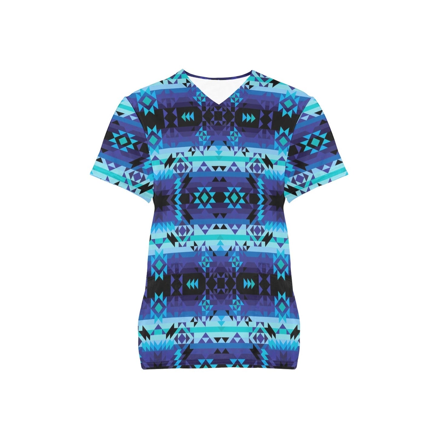 Blue Star All Over Print Scrub Top Scrub Top e-joyer 