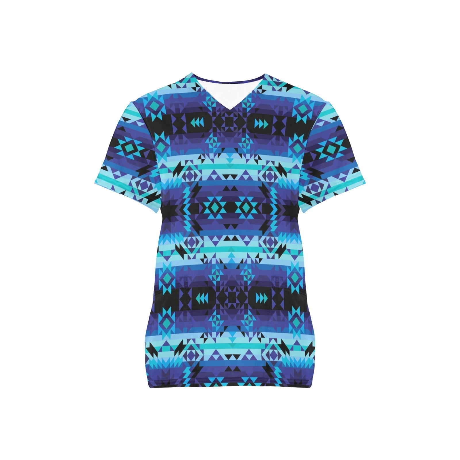 Blue Star All Over Print Scrub Top Scrub Top e-joyer 