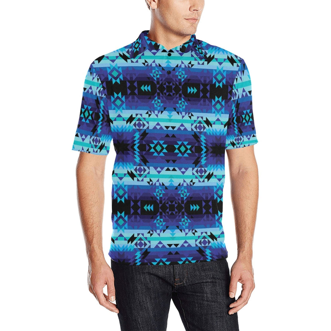 Blue Star Men's All Over Print Polo Shirt (Model T55) Men's Polo Shirt (Model T55) e-joyer 