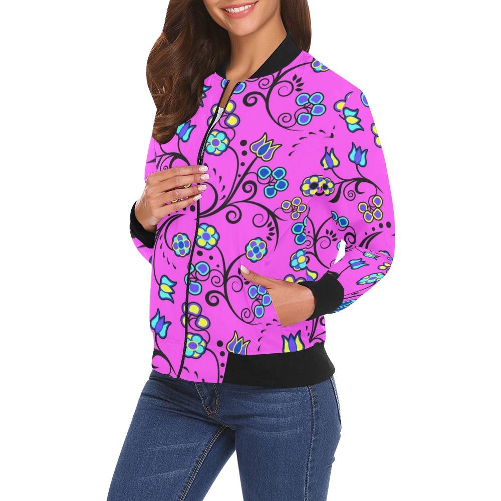 Blue Trio Bubblegum All Over Print Bomber Jacket for Women (Model H19) Jacket e-joyer 