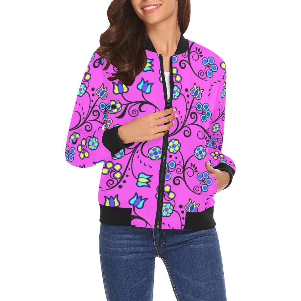 Blue Trio Bubblegum All Over Print Bomber Jacket for Women (Model H19) Jacket e-joyer 