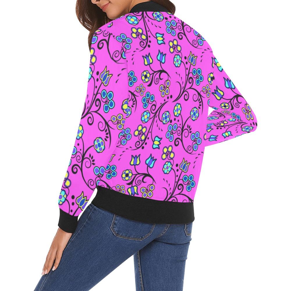 Blue Trio Bubblegum All Over Print Bomber Jacket for Women (Model H19) Jacket e-joyer 