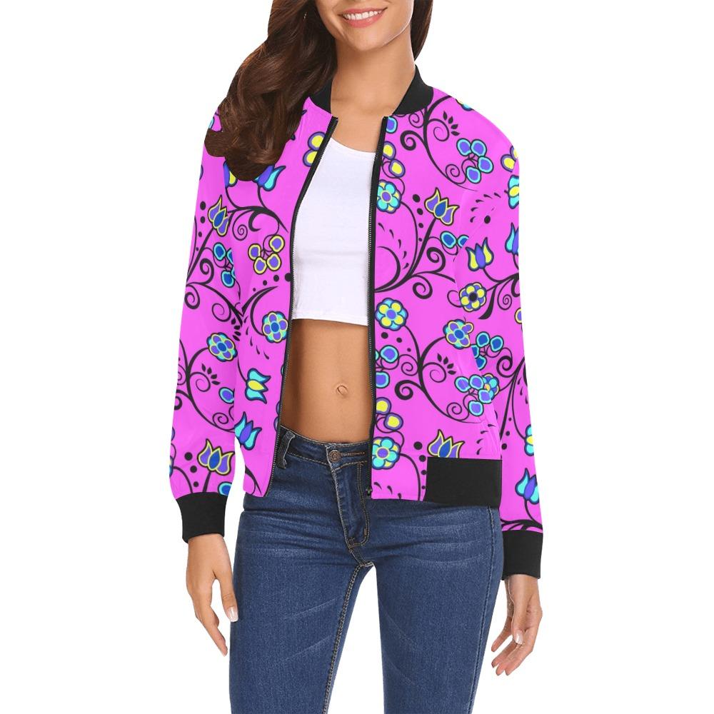 Blue Trio Bubblegum All Over Print Bomber Jacket for Women (Model H19) Jacket e-joyer 