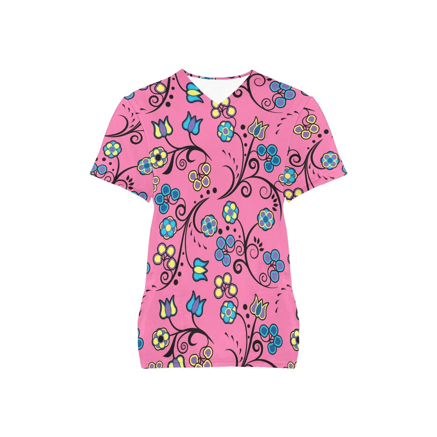 Blue Trio Bubblegum All Over Print Scrub Top Scrub Top e-joyer 
