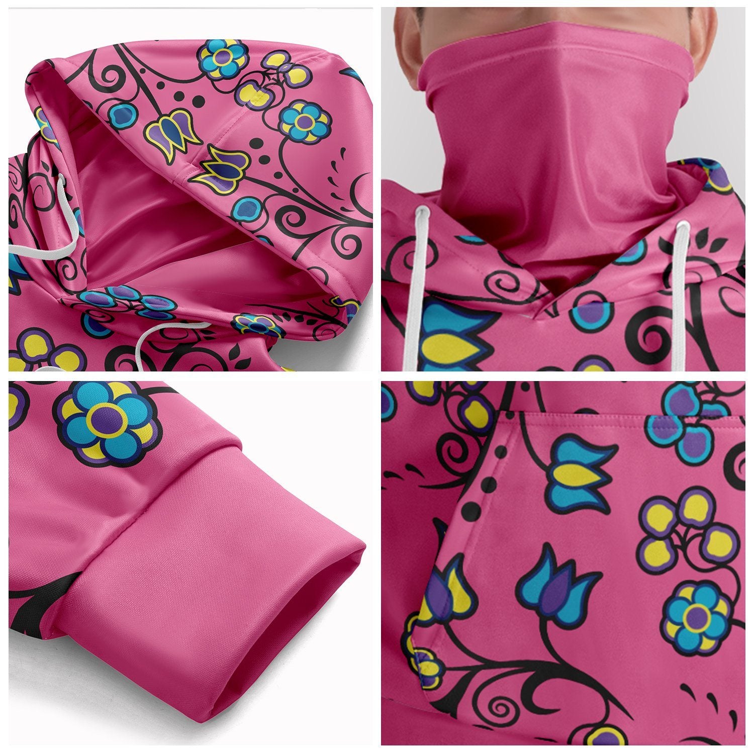 Blue Trio Bubblegum Hoodie with Face Cover 49 Dzine 