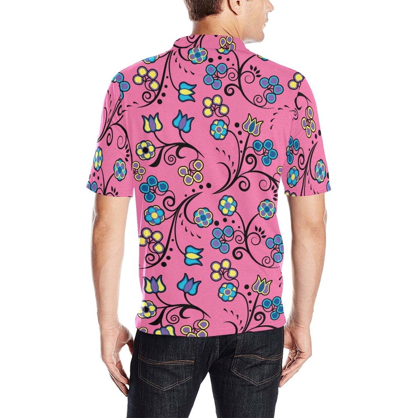 Blue Trio Bubblegum Men's All Over Print Polo Shirt (Model T55) Men's Polo Shirt (Model T55) e-joyer 